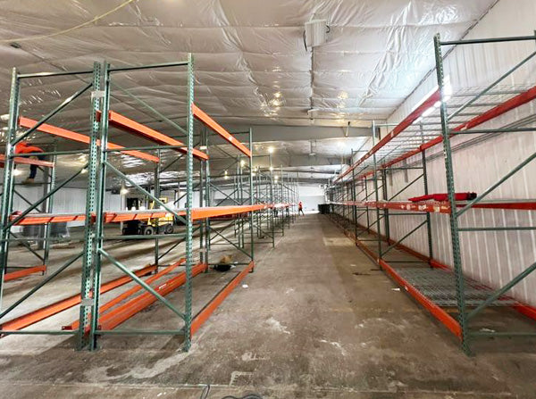 empty racking in a warehouse