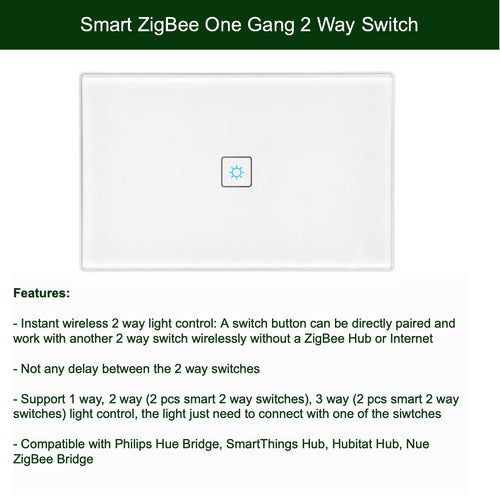 2 Gang 1Way Smart WiFi Touch Switch Homekit Wall Switch work with