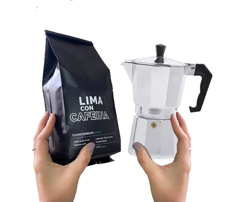 Kit Nro. 1 Cafetera + cafe + clip – Lima con Cafeina