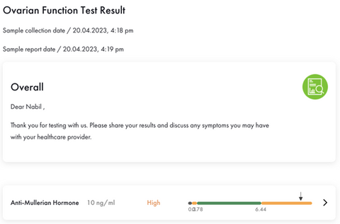 Image of results for BioSURE PRO Ovarian Reserve Test