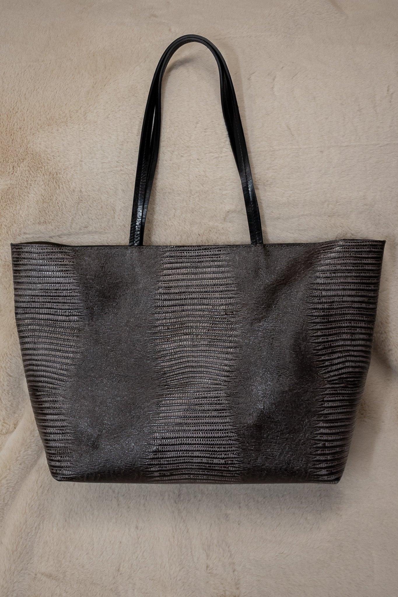 Image of Lizard-Embossed Medium Essential Tote