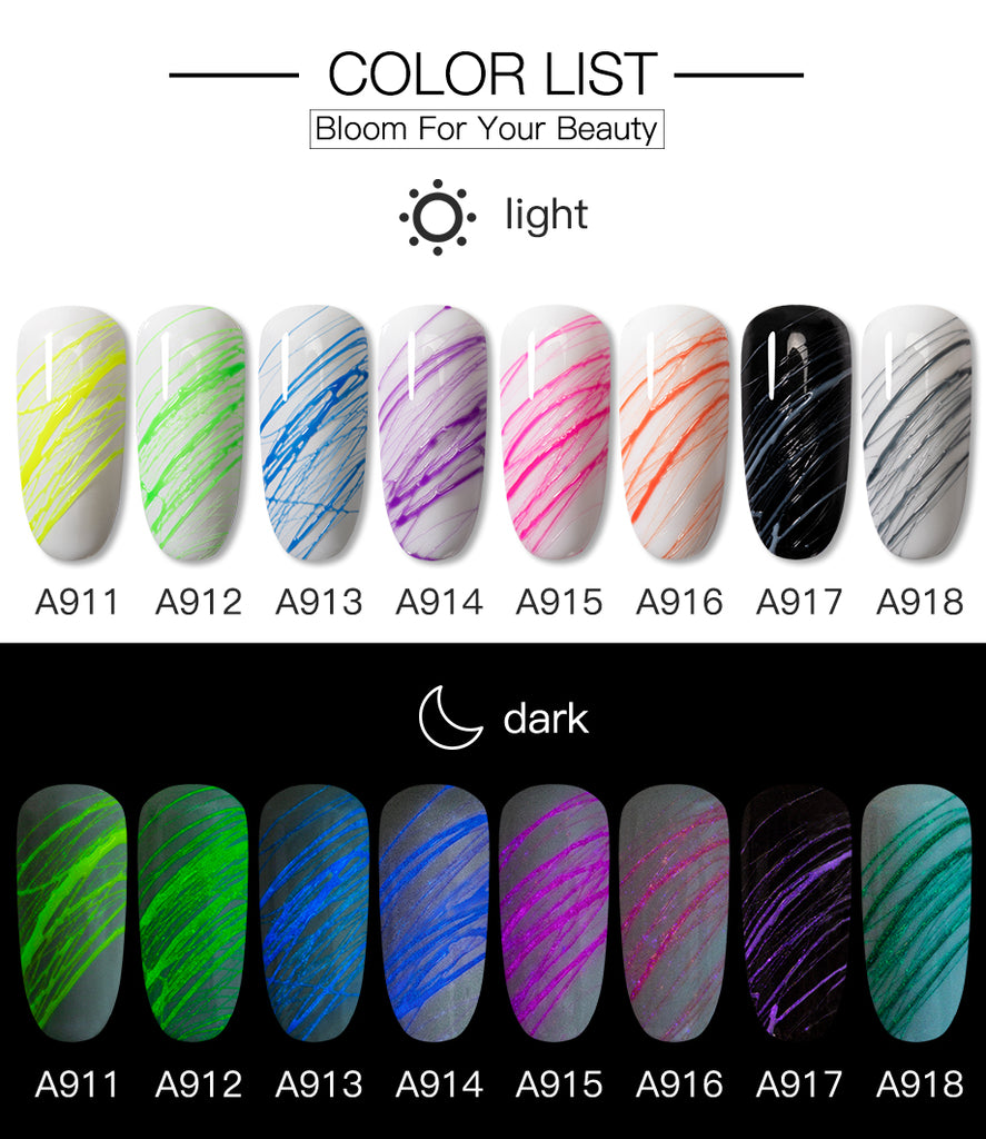 6Colors Luminous Spider Gel For Nail Art Pull Drawing Line Glows