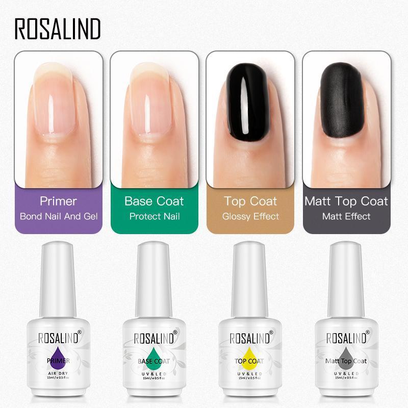 zelfstandig naamwoord Veraangenamen Onenigheid ROSALIND 4pcs/kit Gel Polish Kit Primer Base Coat Top Coat Matt Top Co