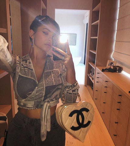 Kylie Jenner's Denim Minidress and Chanel Quilted Purse