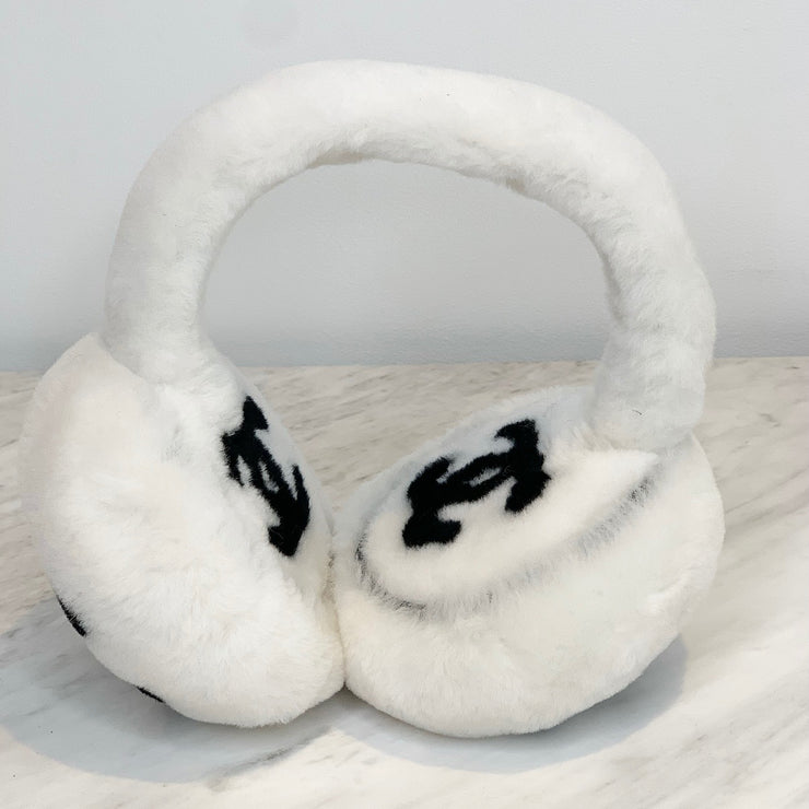 Chanel CC Fluffy Faux Fur Ear Muffs White – Tailored Styling