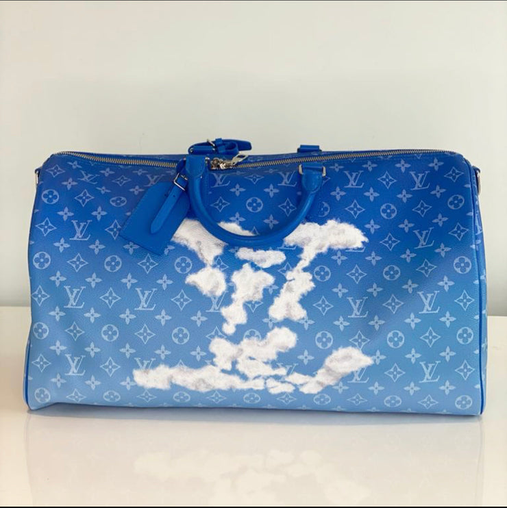 Louis Vuitton Blue Monogram Clouds Keepall Bandouliere 50 Duffle Bag Strap  24LVS1210