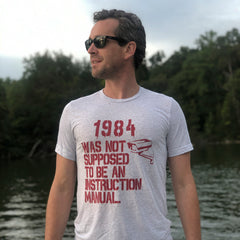 Co-founder of Libertas Bella, Brian wearing the 1984 Tshirt