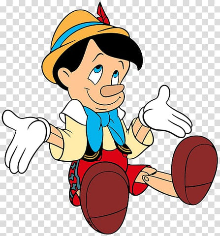 A cartoon of pinocchio as a wooden boy, shrugging