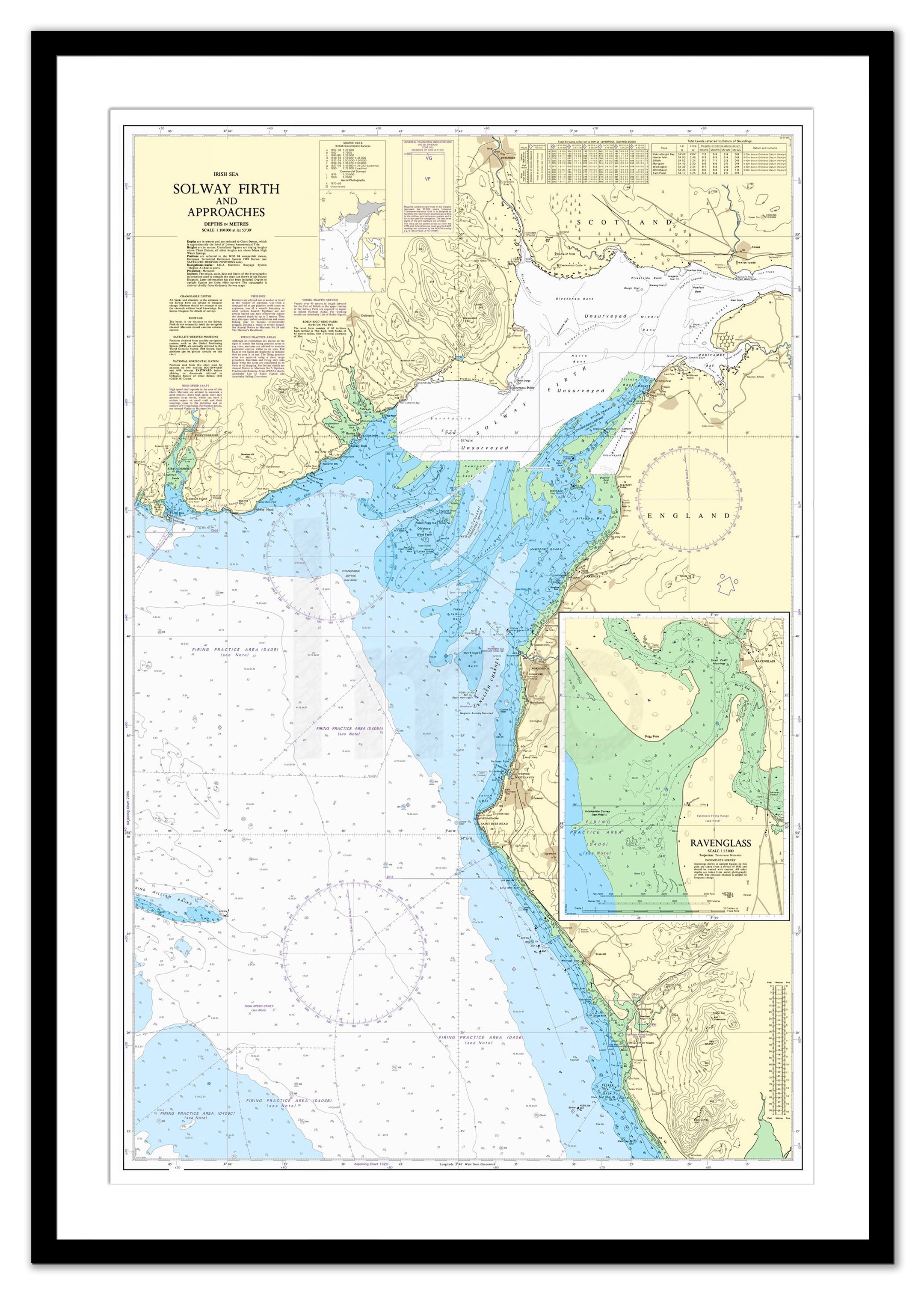 Framed Nautical Chart - Admiralty Chart 1346 - Solway Firth and Approa ...