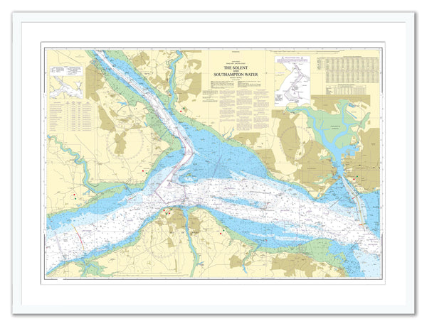 Framed Nautical Chart - Admiralty Chart 2036 - The Solent and Southamp ...