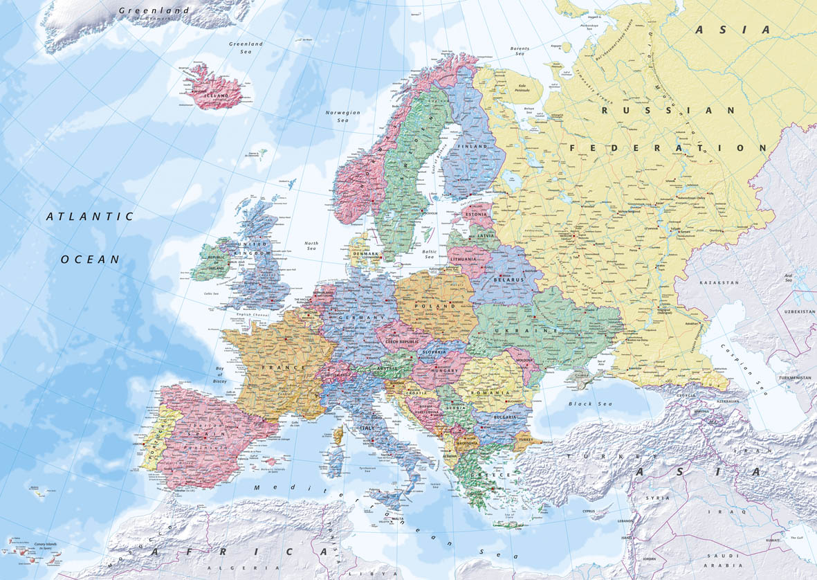 Map Wallpaper - Europe Political from Love Maps On...