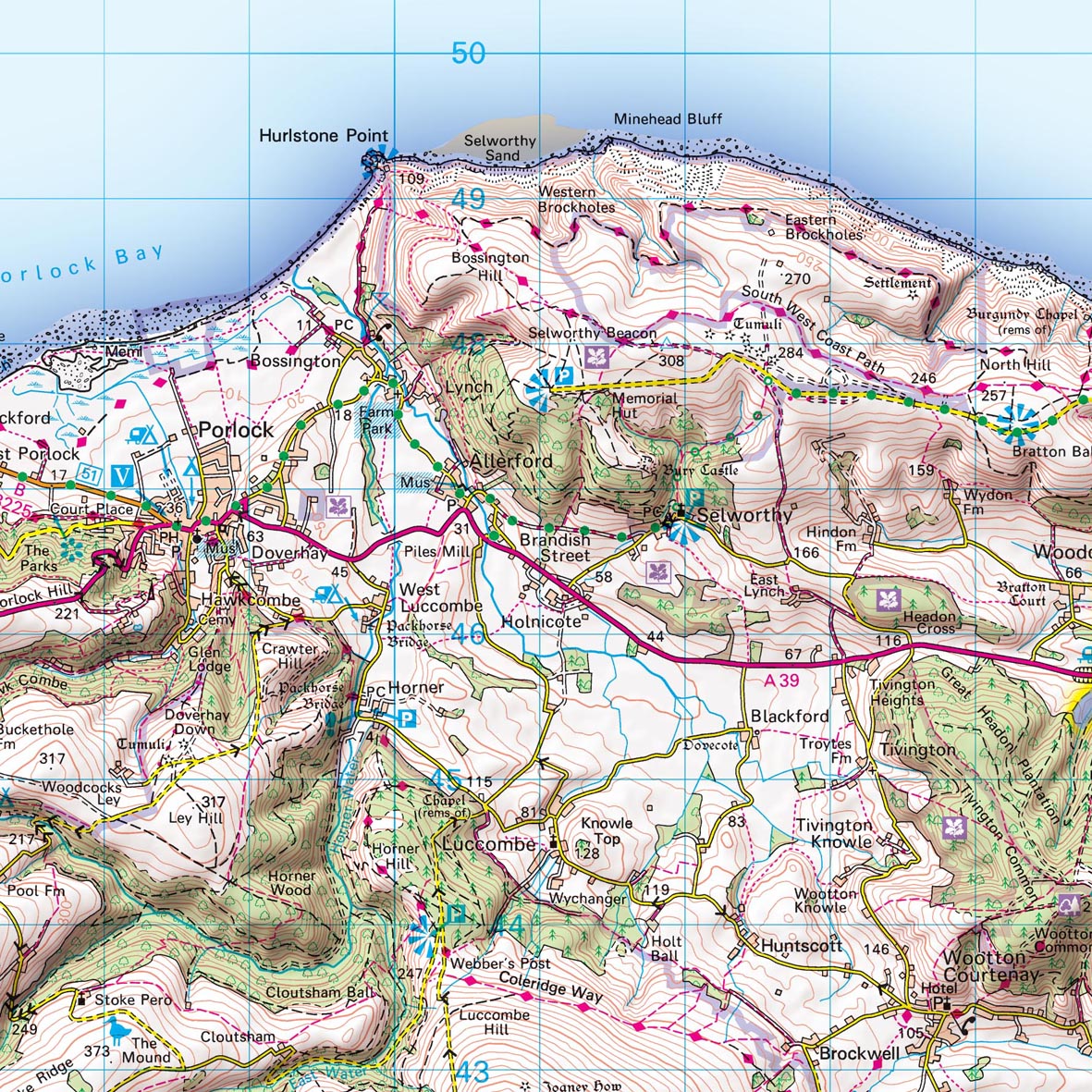 Map Of Exmoor And Surrounding Areas Exmoor National Park - Canvas Print From Love Maps On...