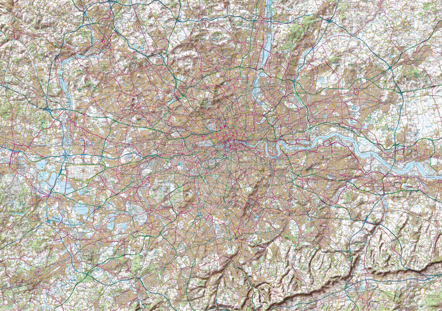 Map Poster London Ordnance Survey Landranger Map With Hillshading   LON LDRB B0 POS Webmain 