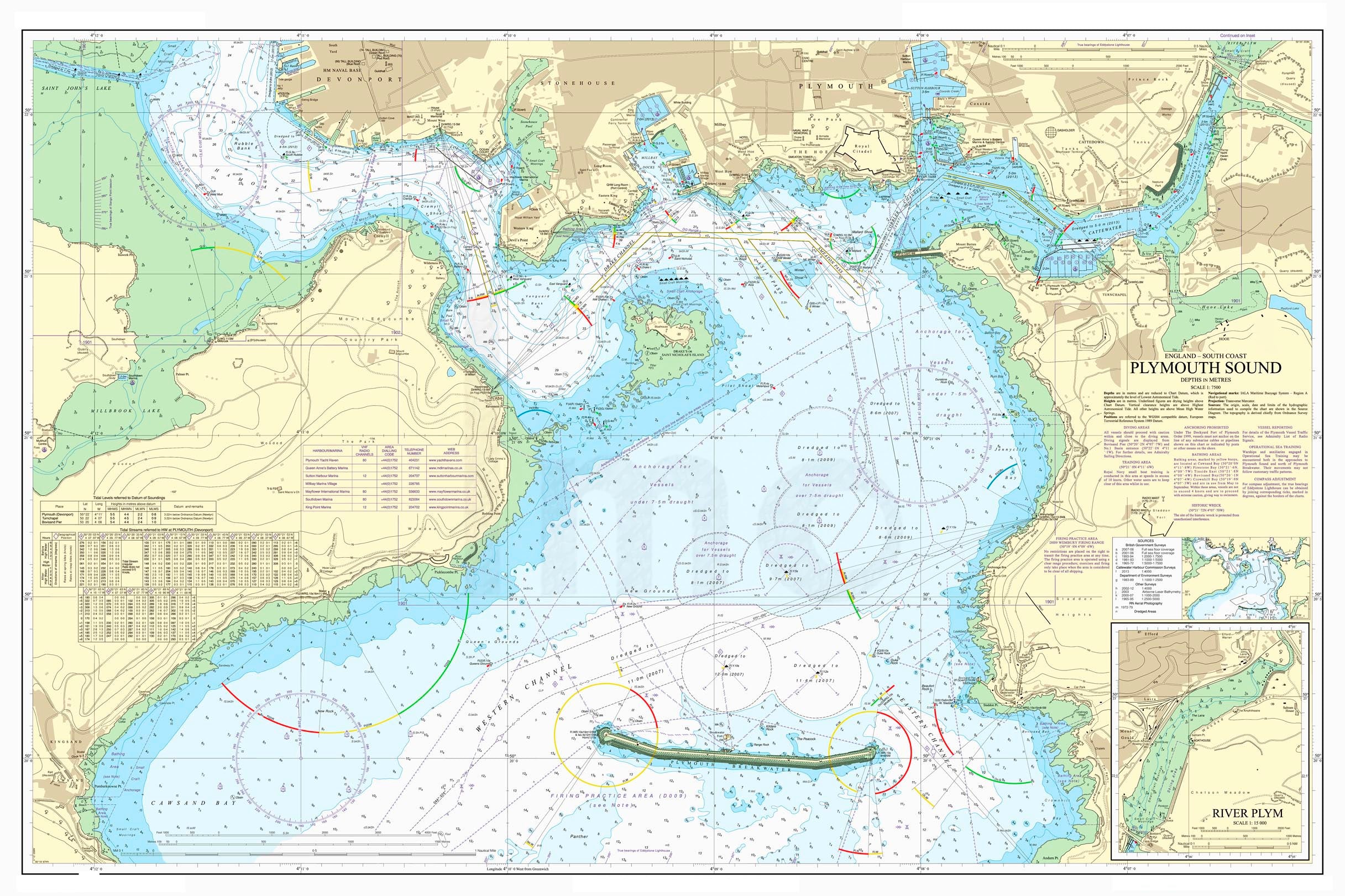 Nautical Chart Admiralty Chart 1967 Plymouth Sound from Love Maps On...