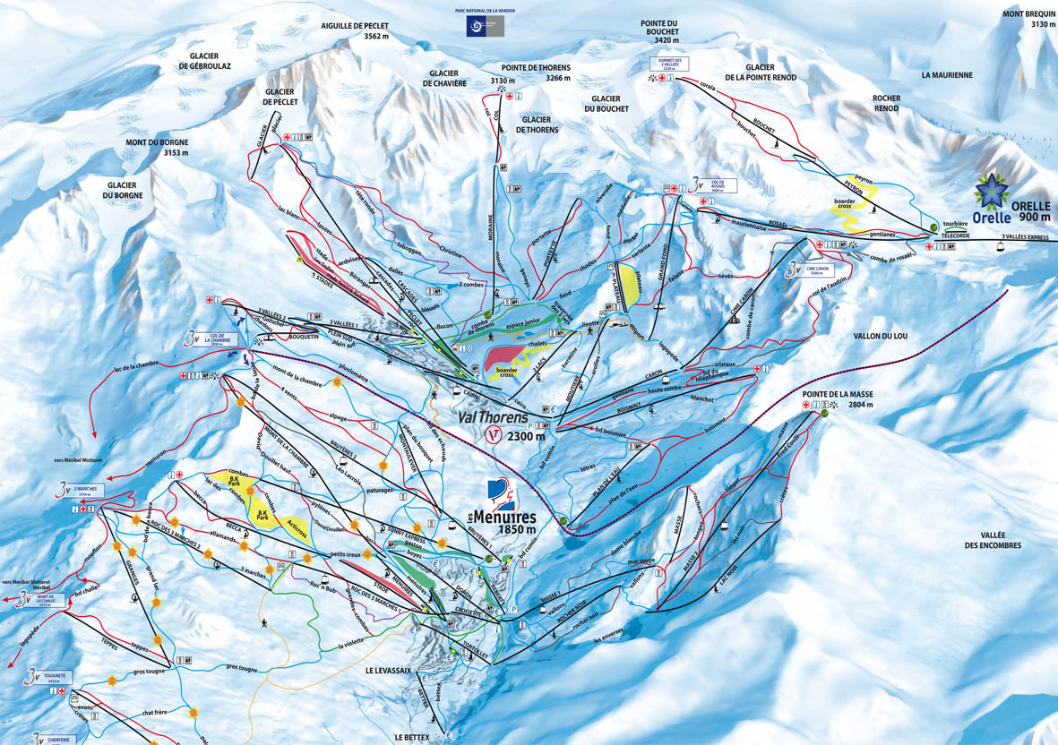 val thorens ski map Piste Map Poster Val Thorens Les Menuires From Love Maps On val thorens ski map