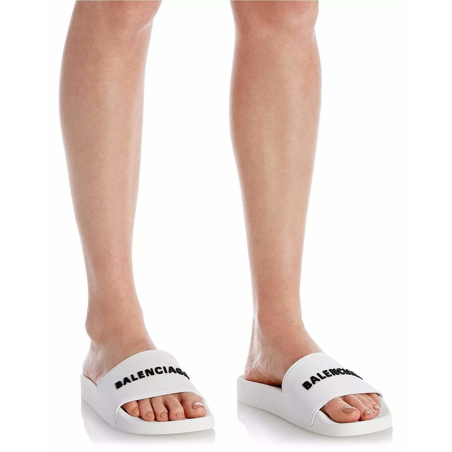 Kompliment Kritisk Først Balenciaga Women's Logo Slide Sandals White SIZE 41€287,95