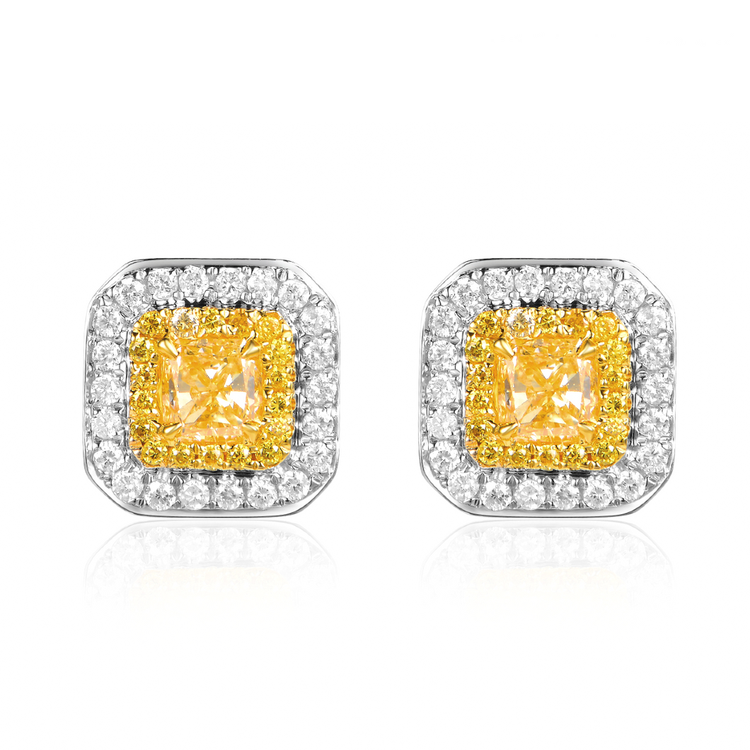 yellow diamond earrings studs