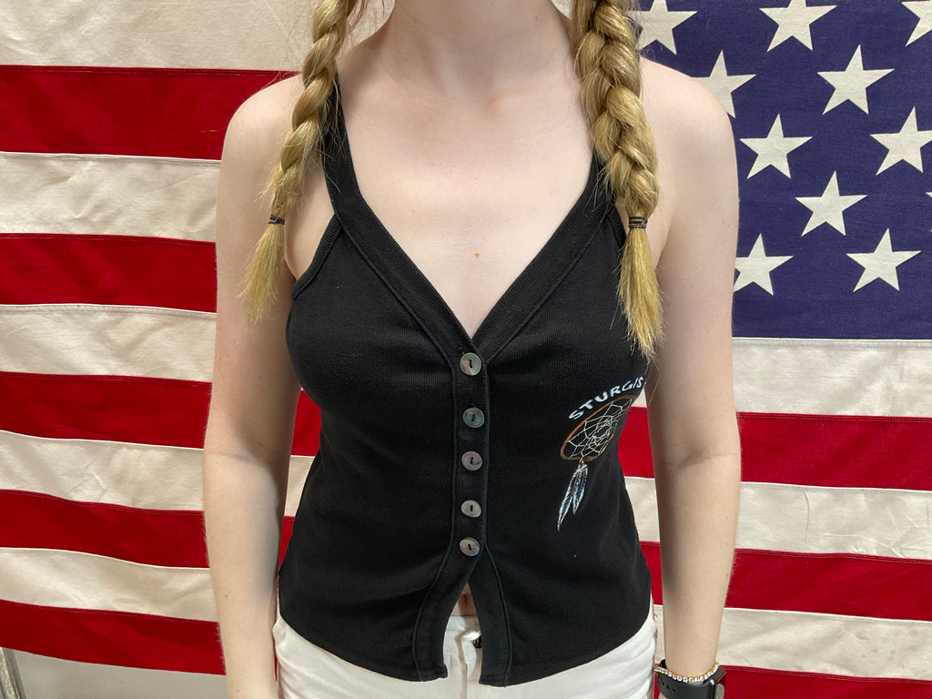 Harley Davidson Womens Vintage Sturgis 2005 Black Tank Top Made in USA –  American Vintage Clothing Co.