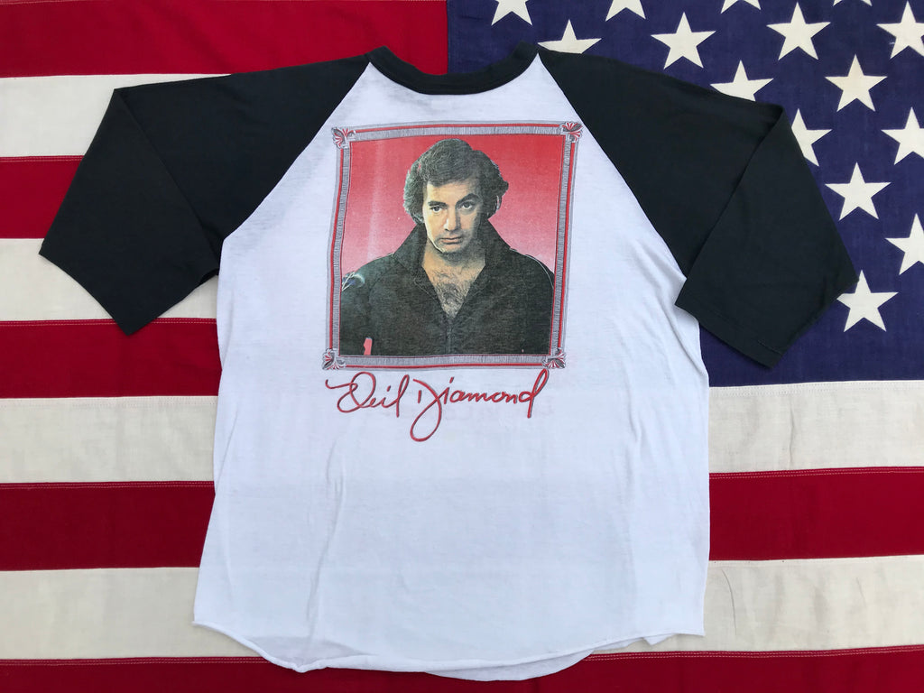 Vintage Neil Diamond On Tour Concert T-Shirt 1980s S – Black Shag Vintage