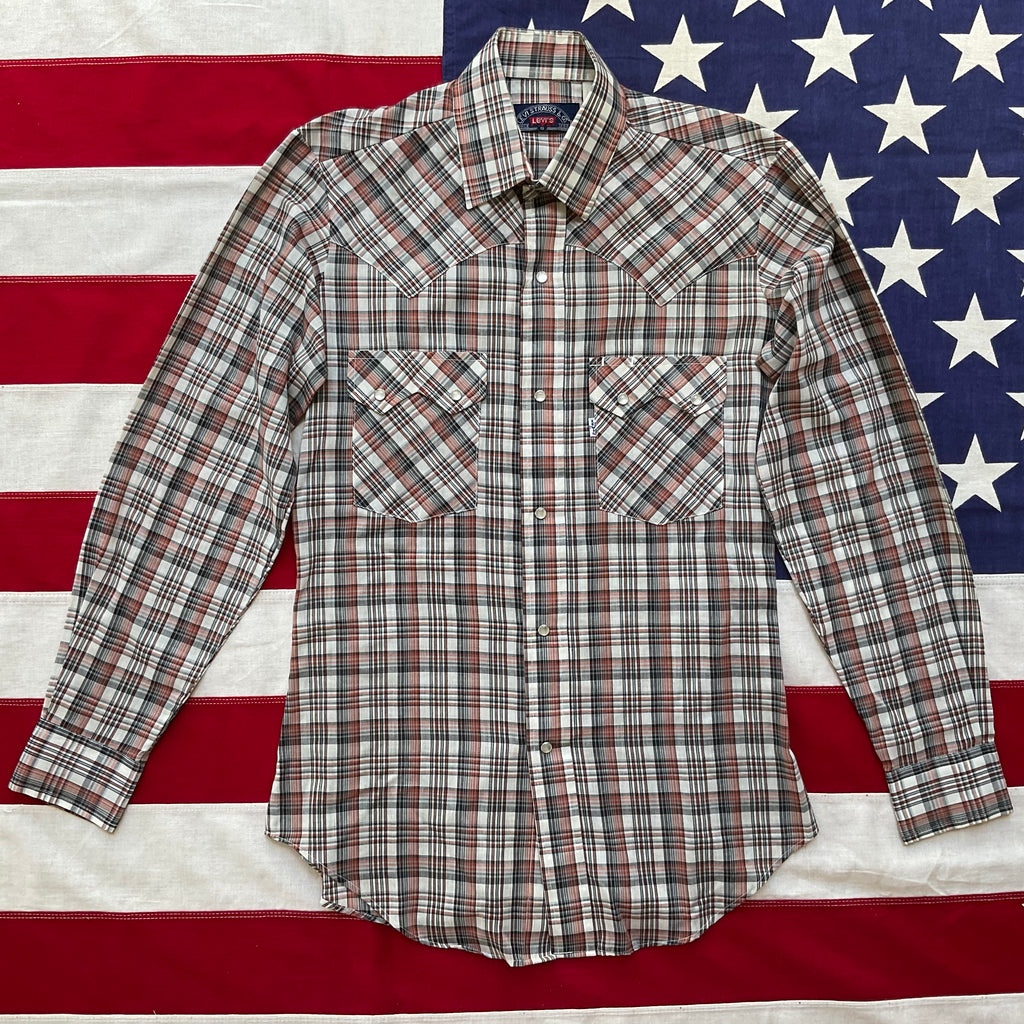 LEVI'S Vintage BIG E Mens Western Shirt Navy-Red Check with Pearl Snap –  American Vintage Clothing Co.