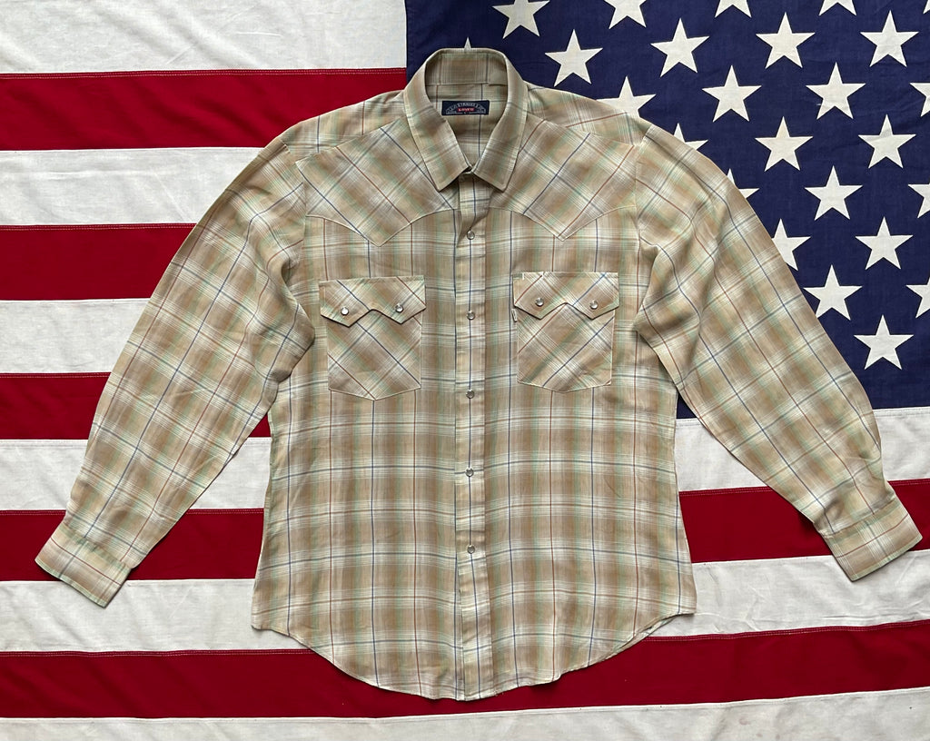 LEVI'S Vintage BIG E Mens Western Shirt Multi-Check with Pearl