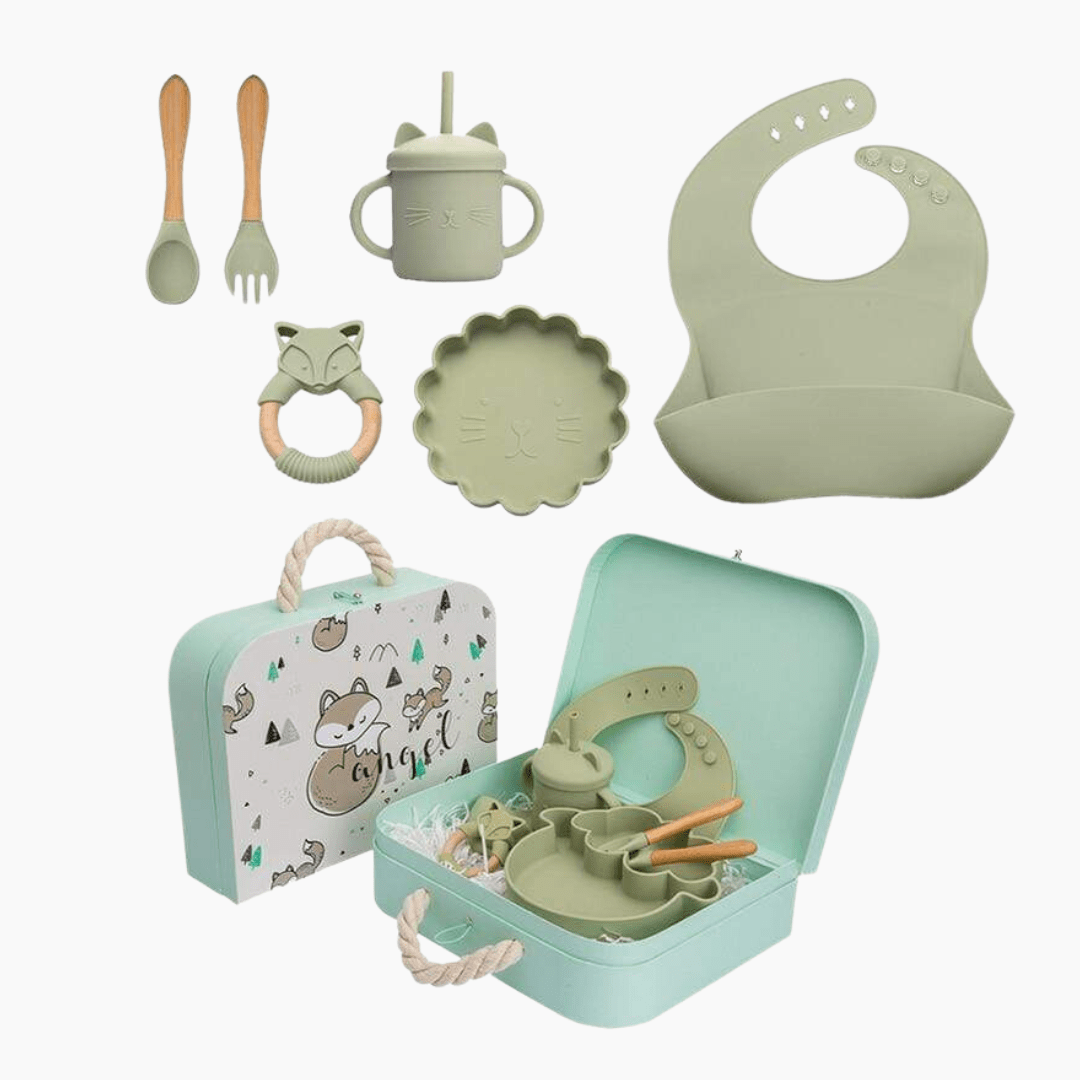 Silicone Baby Feeding Set │Sage Green - Yunioo