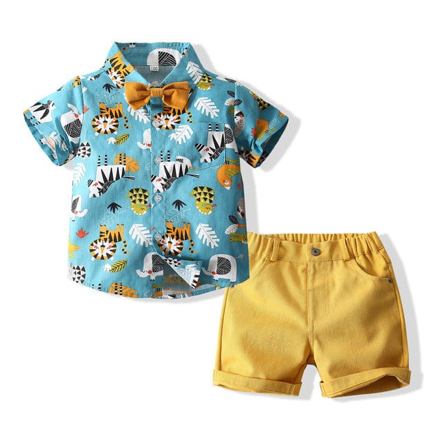 Dinosaur Printed Boy Shorts Outfit - Momorii