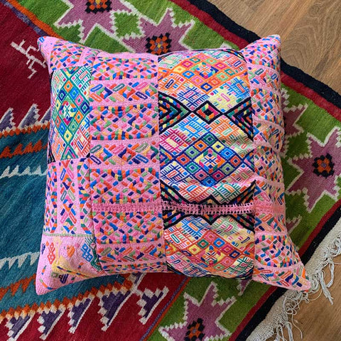 embroidered huipil pillow