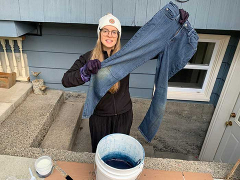 dyeing jeans with indigo