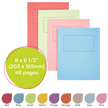 EXERCISE BOOKS, MANILLA COVERS, 8 x 61/2'' (203 x 165mm), 48 pages, Buff, 10mm ruled, Pack of 100