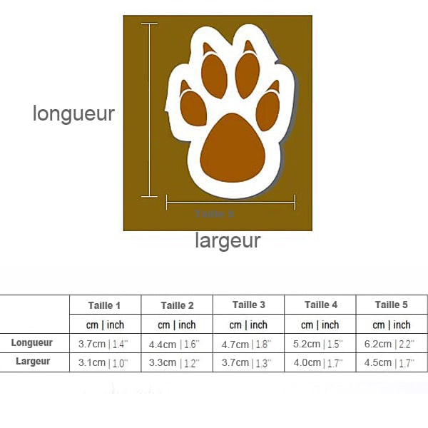 Tableau de mesure des bottines originales pour chien motif léopard