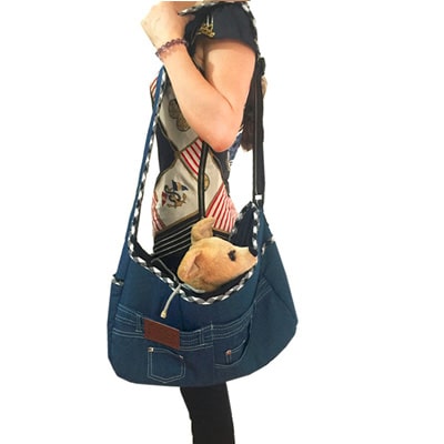 sac pour chien en jean denim