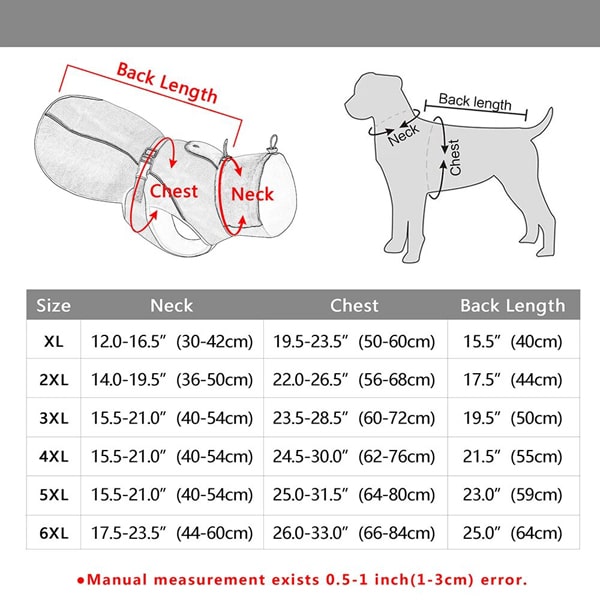 Guide des taille du manteau pour berger allemand