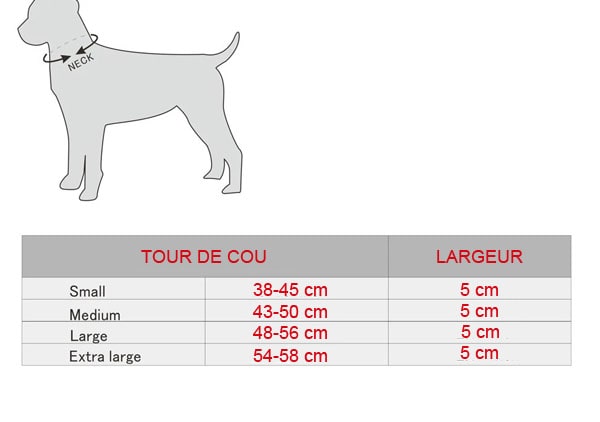 tableau des tailles du collier