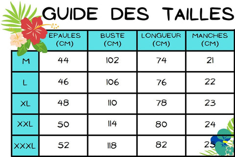 guide des tailles chemise fleurs soiree