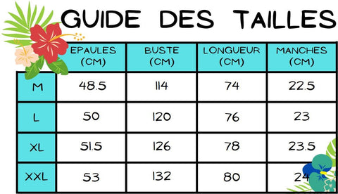 guide des tailles chemise fleur tropical night