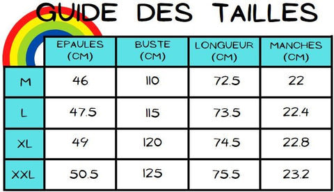 guide des tailles chemise orange bleu