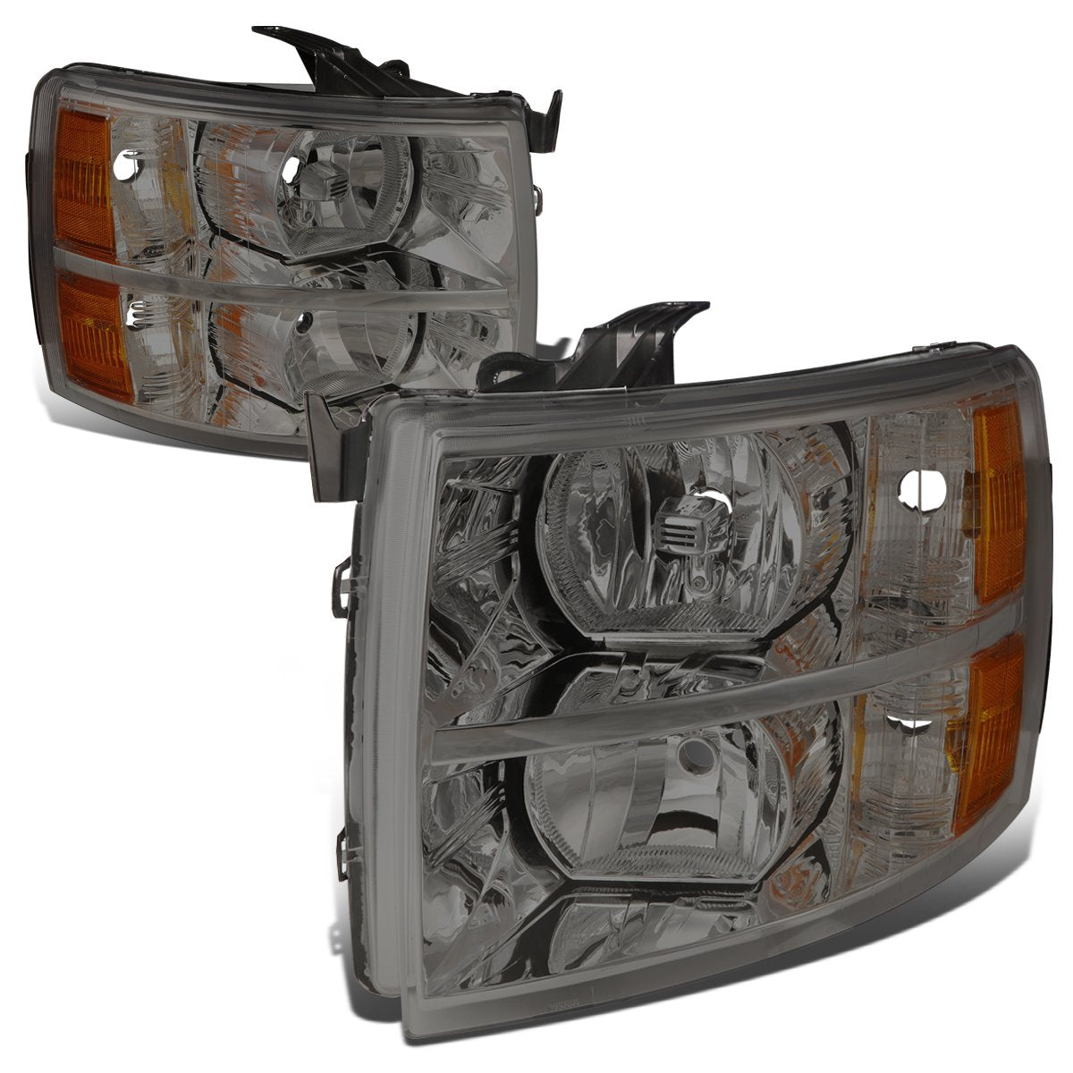 DNA Motoring HL-OH-CSIL07-CH-AM Chrome Amber Headlights Compatible with  07-13 Silverado 1500/2500 HD / 3500 HD Chrome / Amber 07-13 Silverado 1500