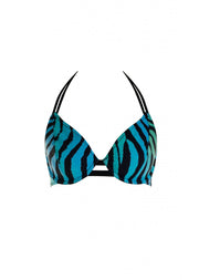 Zambia Blue Zebra Halter Bikini Top
