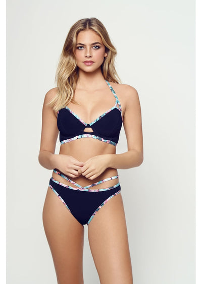 Fuller Bust Beachcomber Navy Stripe Underwired Halter Bikini Top, D-GG –  Miss Mandalay