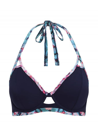 Fuller Bust St. Barts Navy Underwired Halter Bikini Top, D-GG Cup Size ...