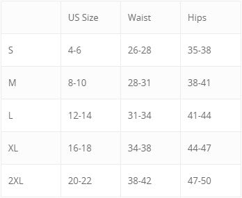 MotoSkiveez Lady Briefs Sizing Chart