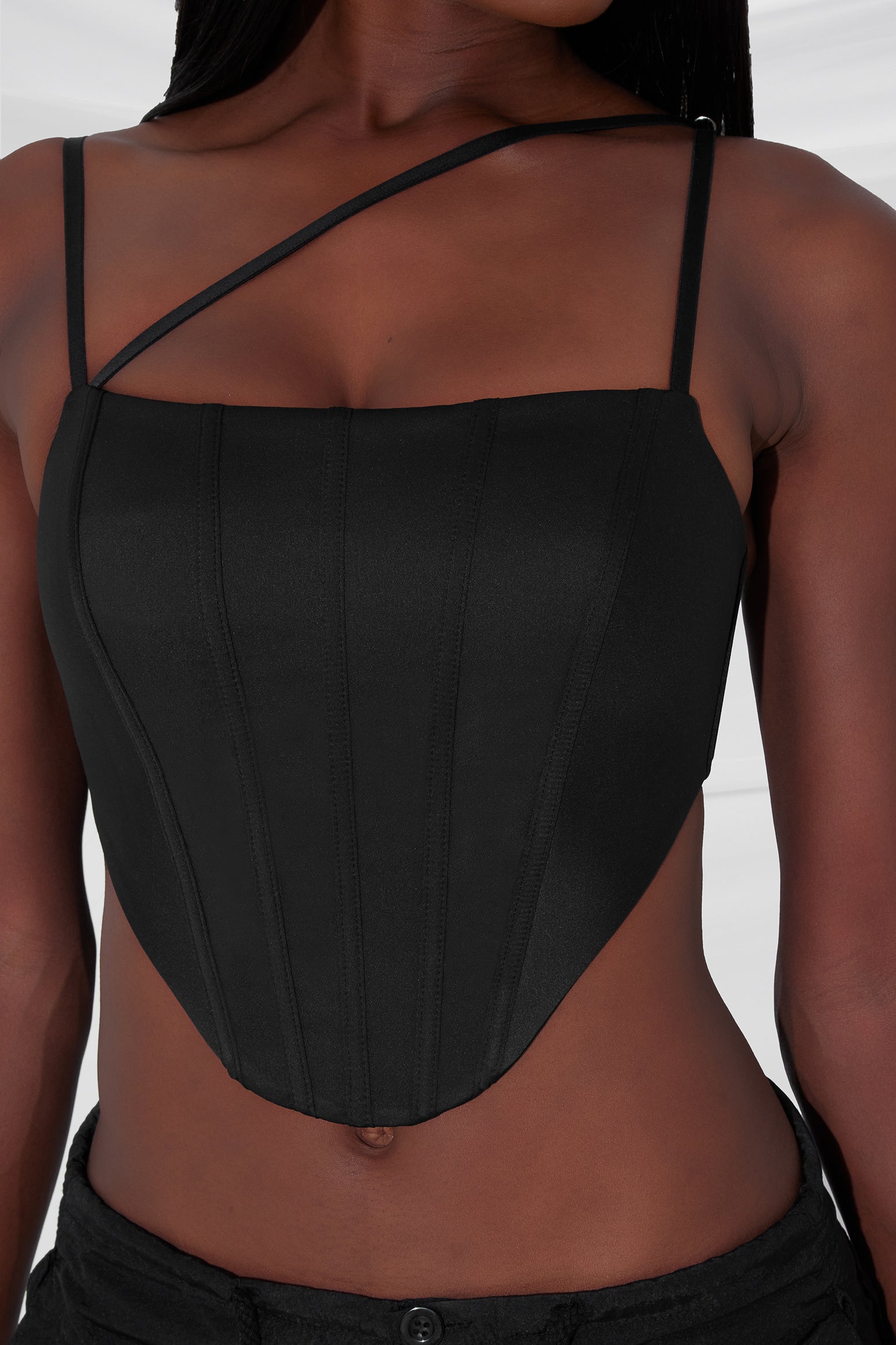 Satin bustier top with stitching Black RC22F017A010 - buy at the