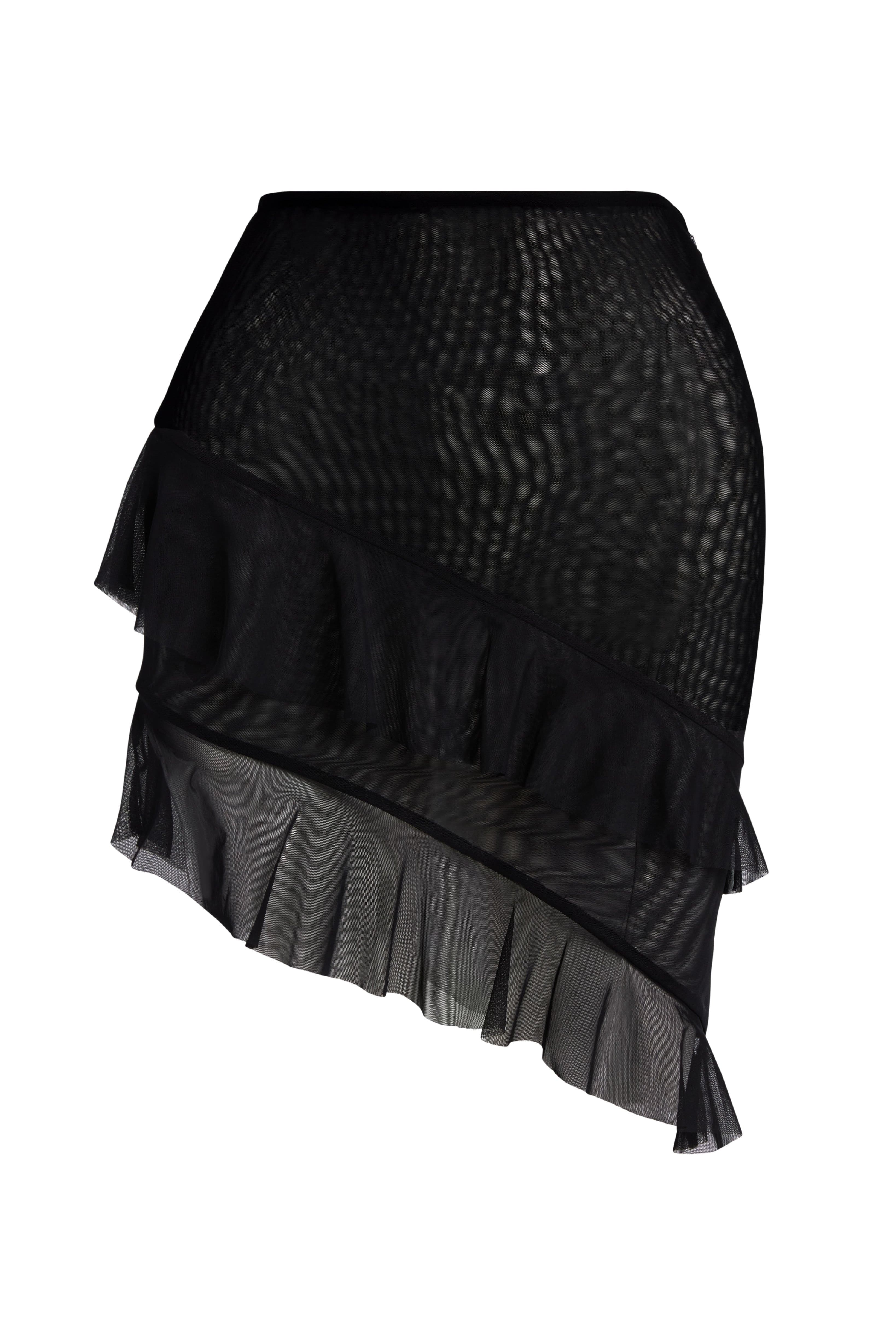 RUF-STR-105-BLACK. 1.5-wide Stretch Ruffle Lace