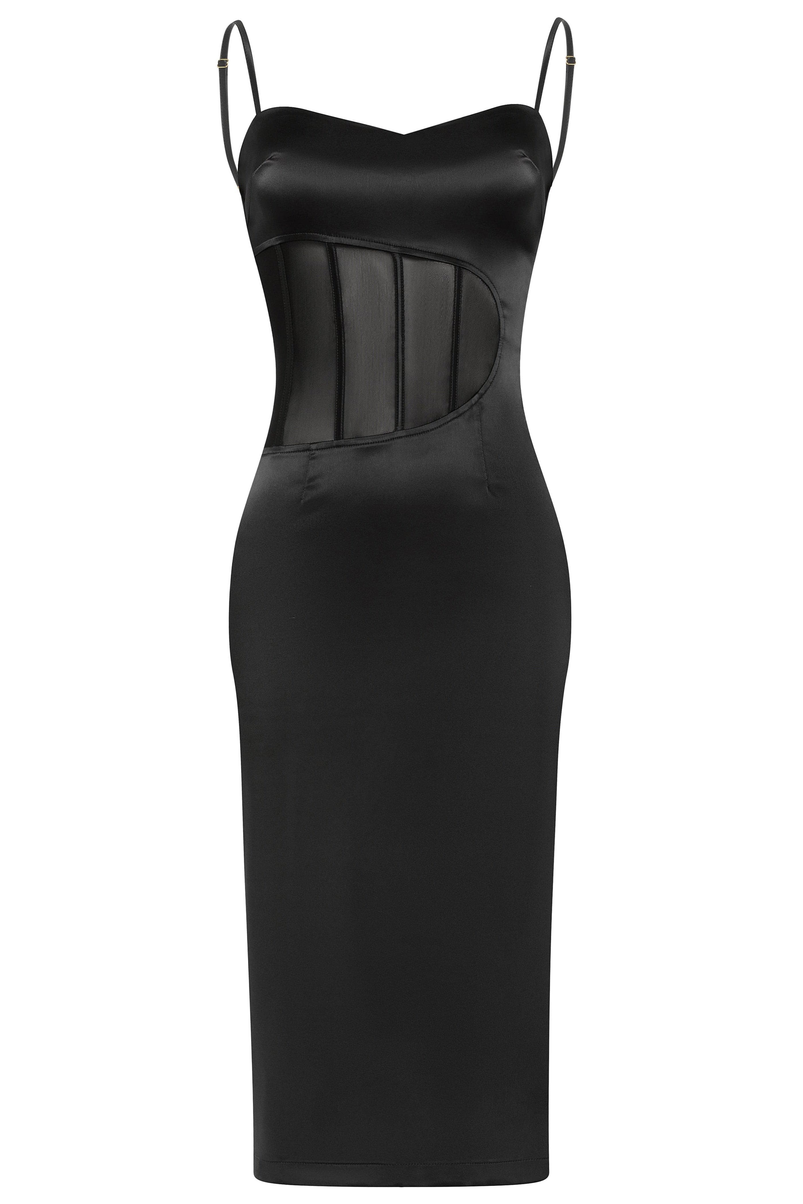 Corset-Detailed Leather Midi Dress – Luminaireco