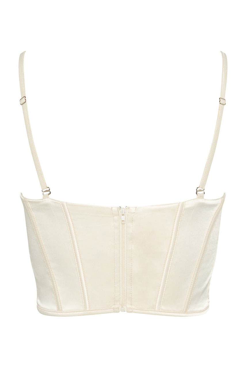 Revere Ruched Bustier Corset Top - Ivory