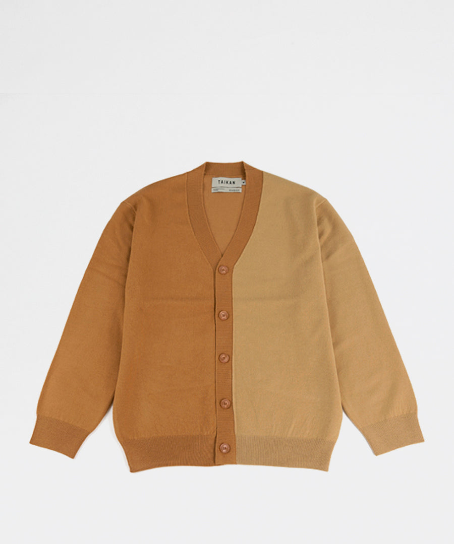 Billede af Colour Blocked Cardigan-Tan/Cream