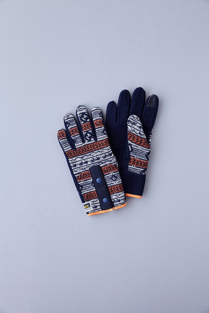 Gara - Elmer Pinted Fleece Glove-Navy/Orange