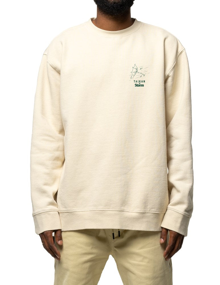 Taikan By Storm Crew Neck-Foam Cream/Forest Green
