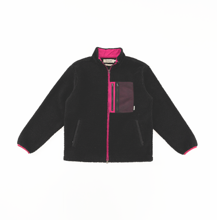 Billede af High Pile Fleece Jacket-Black/Magenta